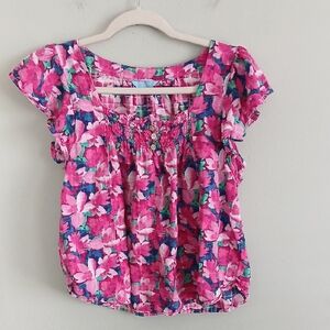 Draper James Pink Floral Short Sleeve Top Size Medium